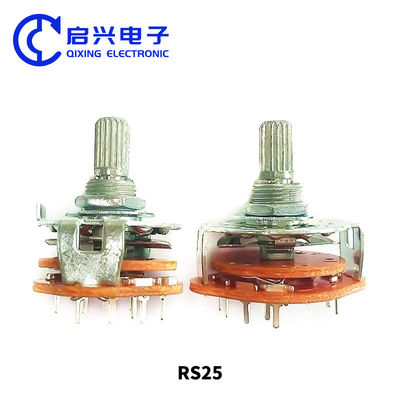 2pcs RS25ポテンチオメーター回転帯スイッチ 3ポール 4ポジション