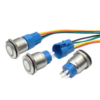 16mm/19mm/22mm 防水ライトスイッチ 12mm コンタクトフォームと1NO1NC リング ホワイト LEDライト プッシュボタン スイッチ保証