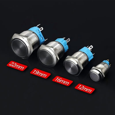 16mm カットアウトサイズ照明 調整可能な照明ソリューションのための1A電流評価付きプッシュボタンのスイッチ