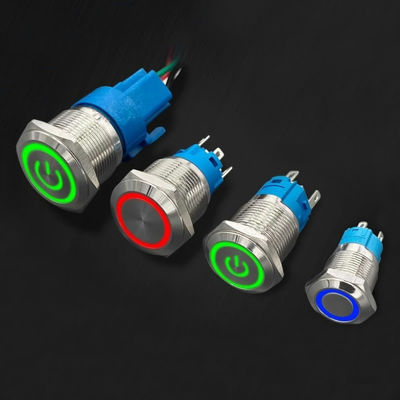 メタルのプッシュボタン 電気伝導性のある防水ライトスイッチと青いLEDリングライト