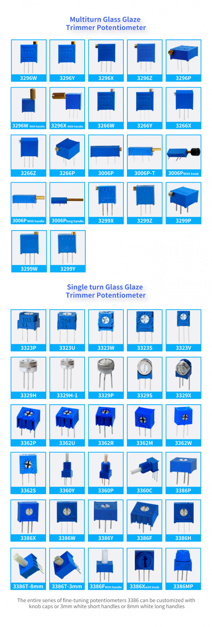 3323シリーズ シングルターン メタルガラスグラス トリマーポテンチオメーター 3323s 6